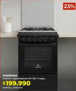 Easy Mademsa cocina 4 quemadores mv 120 t negro oferta
