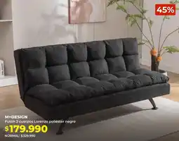 Easy M+design futón 2 cuerpos lorenzo poliéster negro oferta