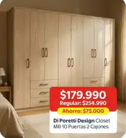 Lider Di Poretti Design Closet Mili 10 Puertas 2 Cajones oferta