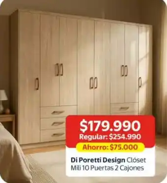 Di Poretti Design Closet Mili 10 Puertas 2 Cajones