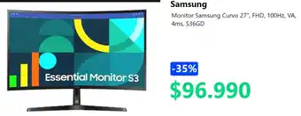 Samsung monitor curvo 27"