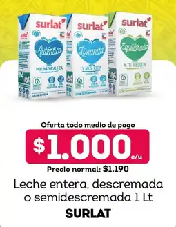 Tottus Surlat leche entera, descremada o semidescremada oferta