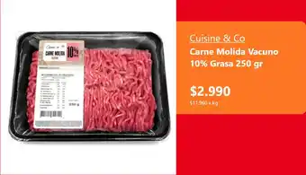 Cuisine & Co carne molida vacuno 10% grasa