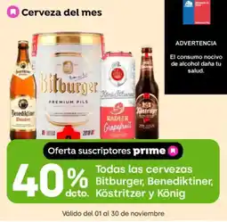 Jumbo Todas las cervezas Bitburger, Benediktiner, Köstritzer y König oferta