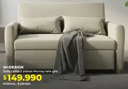 Easy M+ Design Sofá Sofá cama 2 plazas Murray tela gris oferta