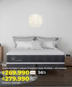 Easy CIC Cama europea 2 plazas Ortopedic base dividida + almohadas oferta