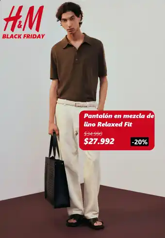 Pantalón en mezcla de lino Relaxed Fit