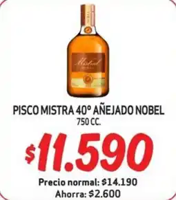 Mayorista 10 Mistra 40° añejado nobel pisco oferta