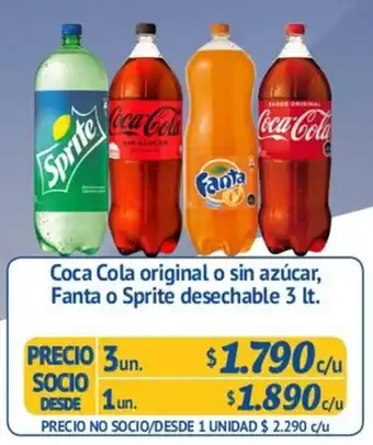 Alvi Coca cola Original o sin Açúcar, Fanta o Sprite 3lt 3un. oferta