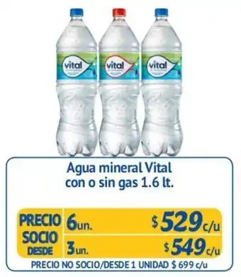 Alvi Agua Mineral Vital con o sin Gas 1,7lt 6un. oferta