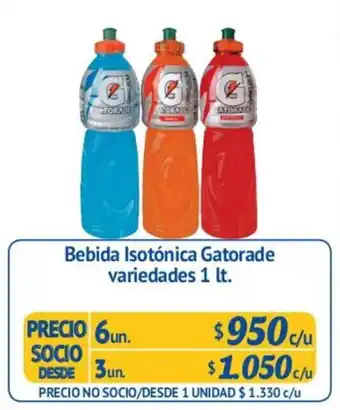 Alvi Bebida Isotónica Gatorade 1lt 6un. oferta