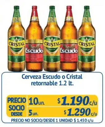 Alvi Cerveza Escudo o Cristal 1.2lt 10un. oferta