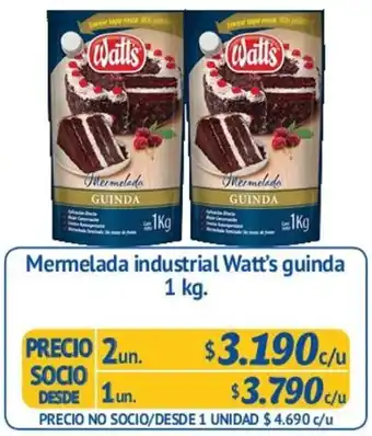 Alvi Mermelada Industrial Watt's Guinda 2un 1kg oferta