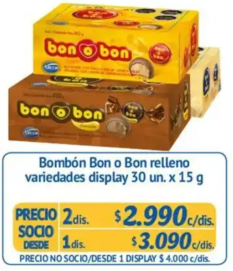 Alvi Bombóns Bon o Bon Relleno Variedades Display 30un x 15g 2dis oferta