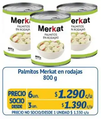 Alvi Palmitos Merkat en Rodajas 6un. 800g oferta