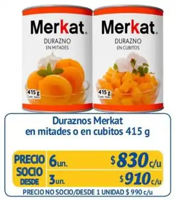 Alvi Duraznos Merkat en Mitades o en Cubitos 6un. 415g oferta