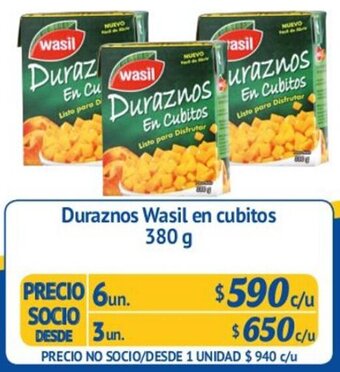 Alvi Duraznos Wasil en Cubitos 6un. 380g oferta
