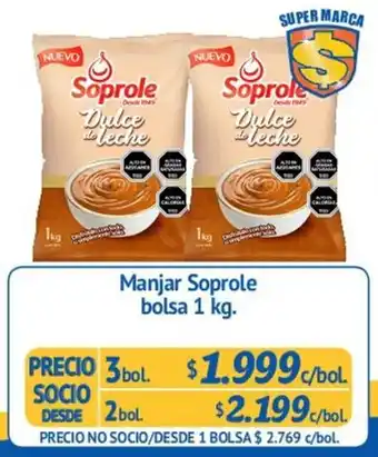 Alvi Manjar Soprole Bolsa 3bol. 1kg oferta