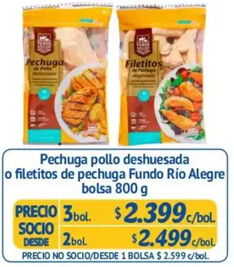 Alvi Pechuga Pollo Deshuesada o Filetitos de Pechuga Fundo Río Alegre Bolsa 3bol. 800g oferta