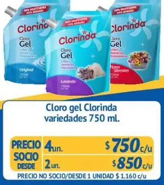 Alvi Cloro Gel Clorinda Variedades 4un. 750ml oferta