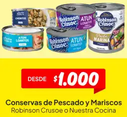 Unimarc Conservas de pescado y mariscos robinson crusoe o nuestra cocina oferta