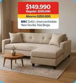 Lider MBC Sofá L Intercambiable New Sevilla Tela Beige oferta