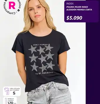 Polera mujer index algodón manga corta