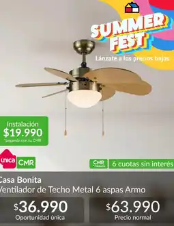 Constructor Sodimac Casa bonita ventilador de techo metal 6 aspas armo oferta