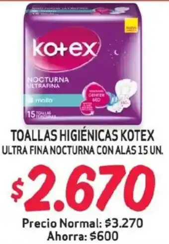 Kotex toallas higiénicas ultra fina nocturna con alas