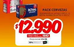 Unimarc Budweiser o Royal Guard cervezas oferta