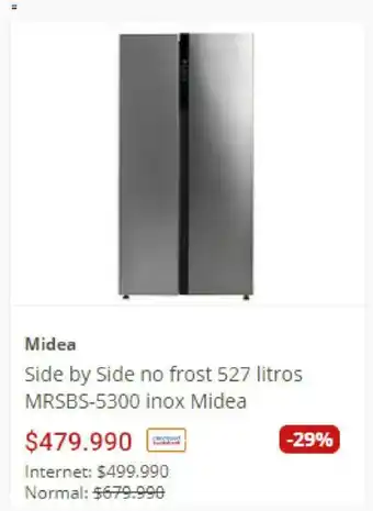 Easy Midea Side by Side no frost 527 litros MRSBS-5300 inox Midea oferta