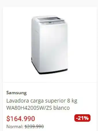 Easy Samsung - Lavadora carga superior 8kg WA80H4200SW/ZS blanco oferta