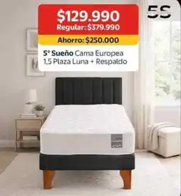 Lider 5° sueño cama europea 1,5 plaza luna + respaldo oferta