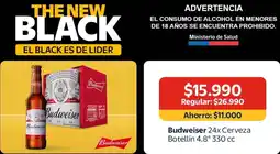 Lider Budweiser cerveza oferta