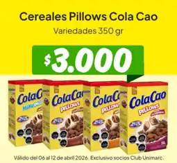Unimarc Cola Cao pillows cereales oferta