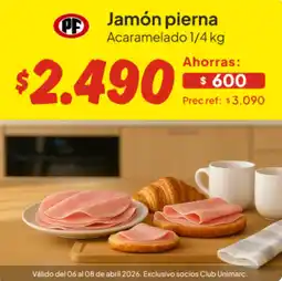 Unimarc PF jamón pierna acaramelado oferta