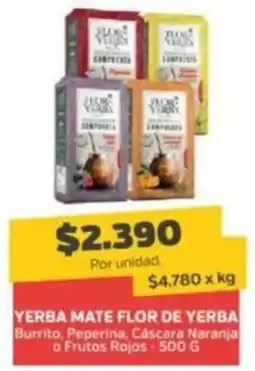 Super Ganga Flor de yerba yerba mate burrito, peperina, cáscara naranja o frutos rojos oferta
