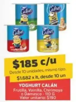 Super Ganga Calán yoghurt frutilla, vainilla, chirimoya o damasco oferta