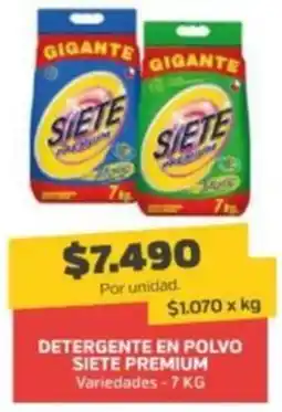 Super Ganga Siete premium detergente en polvo variedades oferta