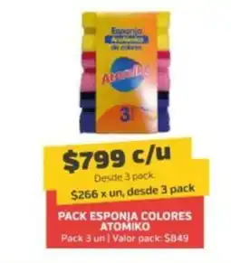 Super Ganga Atomiko pack esponja colores oferta