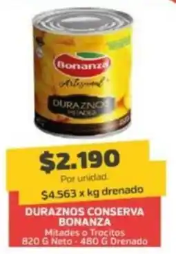 Super Ganga Bonanza duraznos conserva oferta