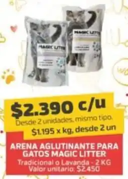 Super Ganga Arena aglutinante para gatos magic litter tradicional o lavanda oferta