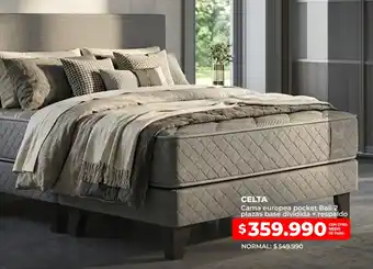 Celta cama europea pocket bali 2 plazas base dividida + respaldo