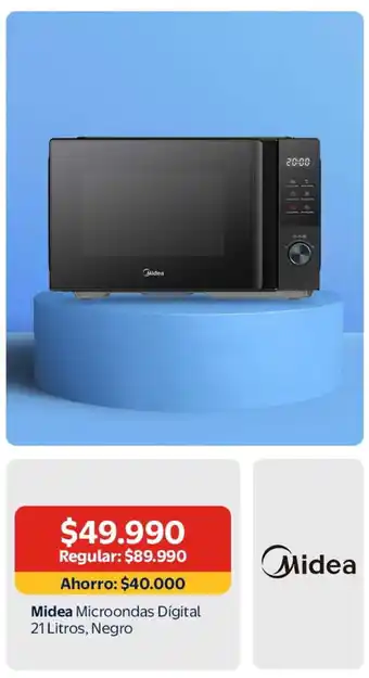 Midea Microondas Digital 21 Litros, Negro