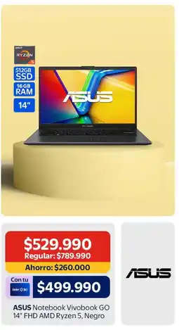 Lider ASUS Notebook Vivobook GO 14" FHD AMD Ryzen 5, Negro oferta