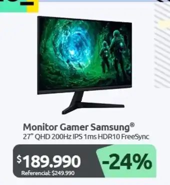 Monitor Gamer SamsungⓇ 27" QHD 200Hz IPS 1ms HDR10 FreeSync