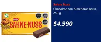 Sahne nuss chocolate con almendras barra