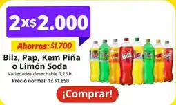 Unimarc Bilz, Pap, Kem Piña o Limón Soda oferta