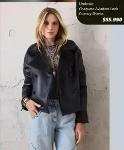 Paris Umbrale chaqueta aviadora look cuero y sherpa oferta