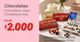 Unimarc Costa Rama, Vizzio, CostaNuss choxolates oferta